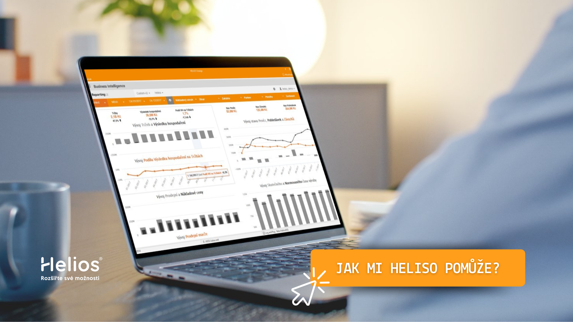 Řiďte firmu z jednoho místa díky ERP systému Helios Inuvio
Možná i vy podnikání opíráte o excelové tabulky, manuální evidence nebo zastaralý účetní software. Nebylo by lepší firmu řídit bez starostí z jednoho místa? Pomůže vám s tím komplexní ERP systém Helios Inuvio pro malé a střední podniky. Rádi vám ho dodáme i implementujeme.


Minimalizujete riziko chyb, zrychlíte práci svých zaměstnanců nebo zjednodušíte veškeré firemní procesy.